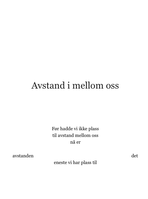 Avstand i mellom oss